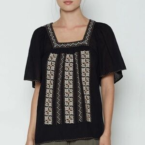 Joie Black Embroidered Tahoma Blouse